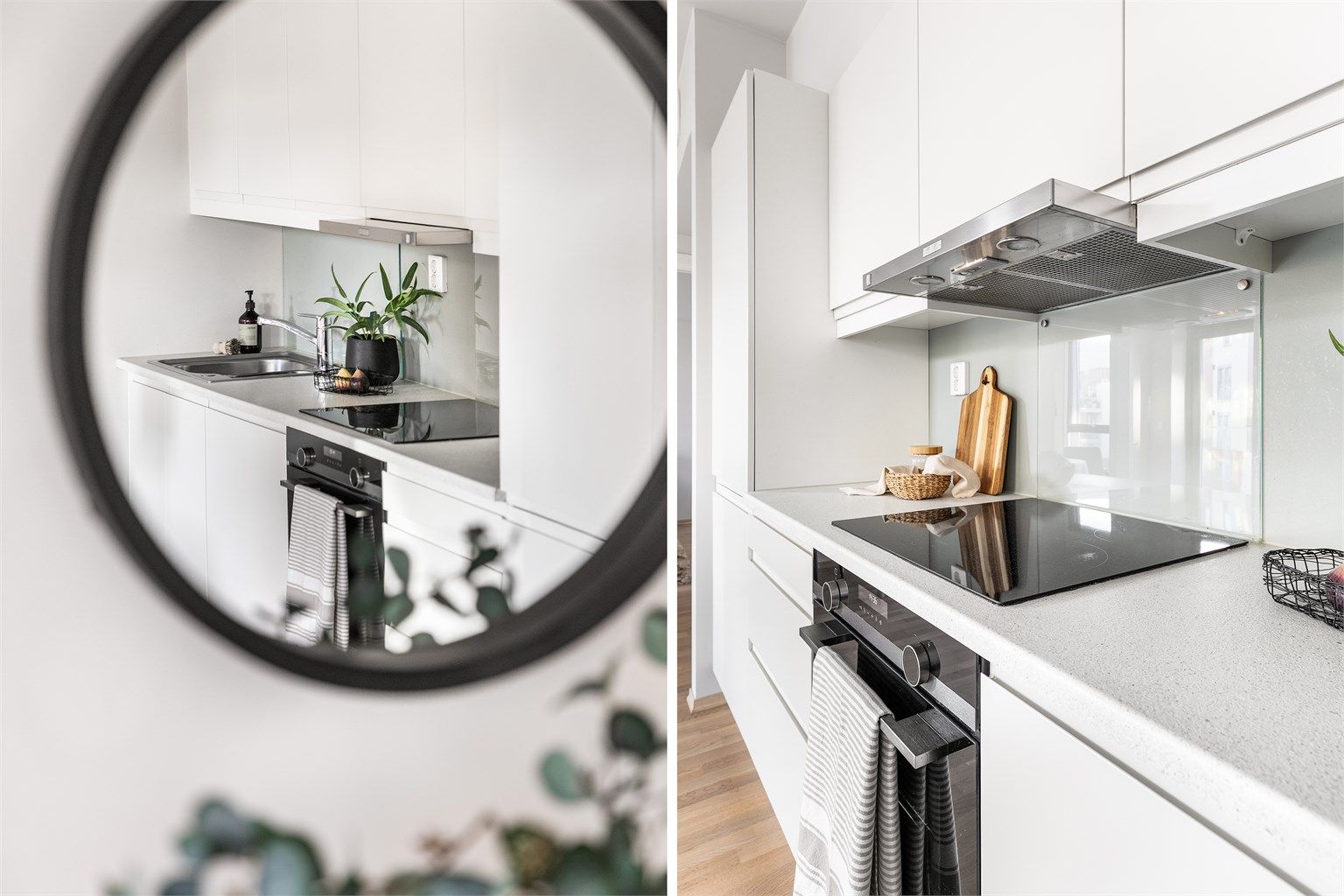 Alle kjøkkenets hvitevarer er integrert og medfølger leiligheten.