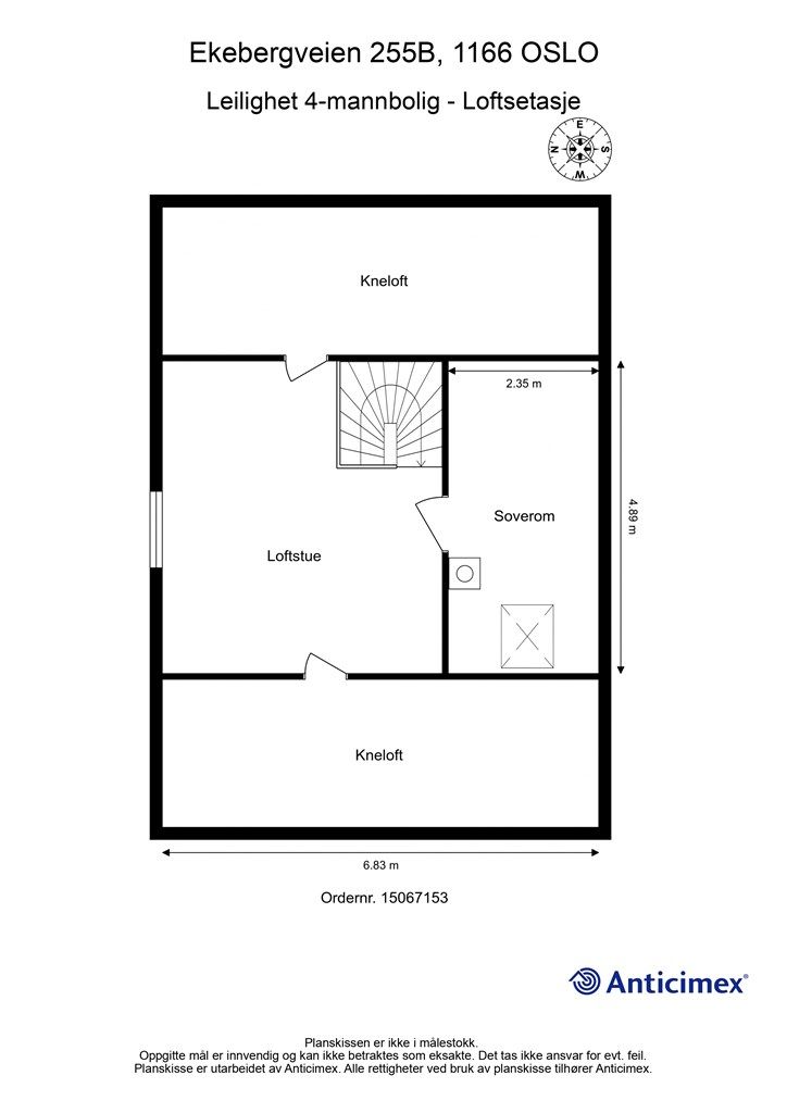 Plantegning loftsetasje.