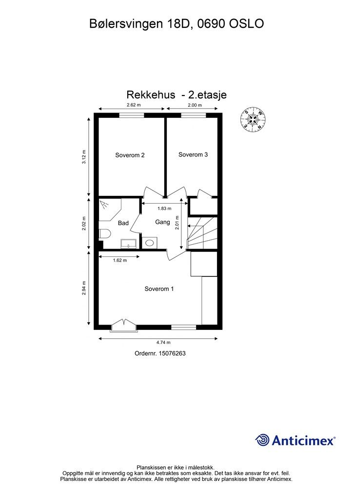 Plantegning - Rekkehus - 2. etasje.