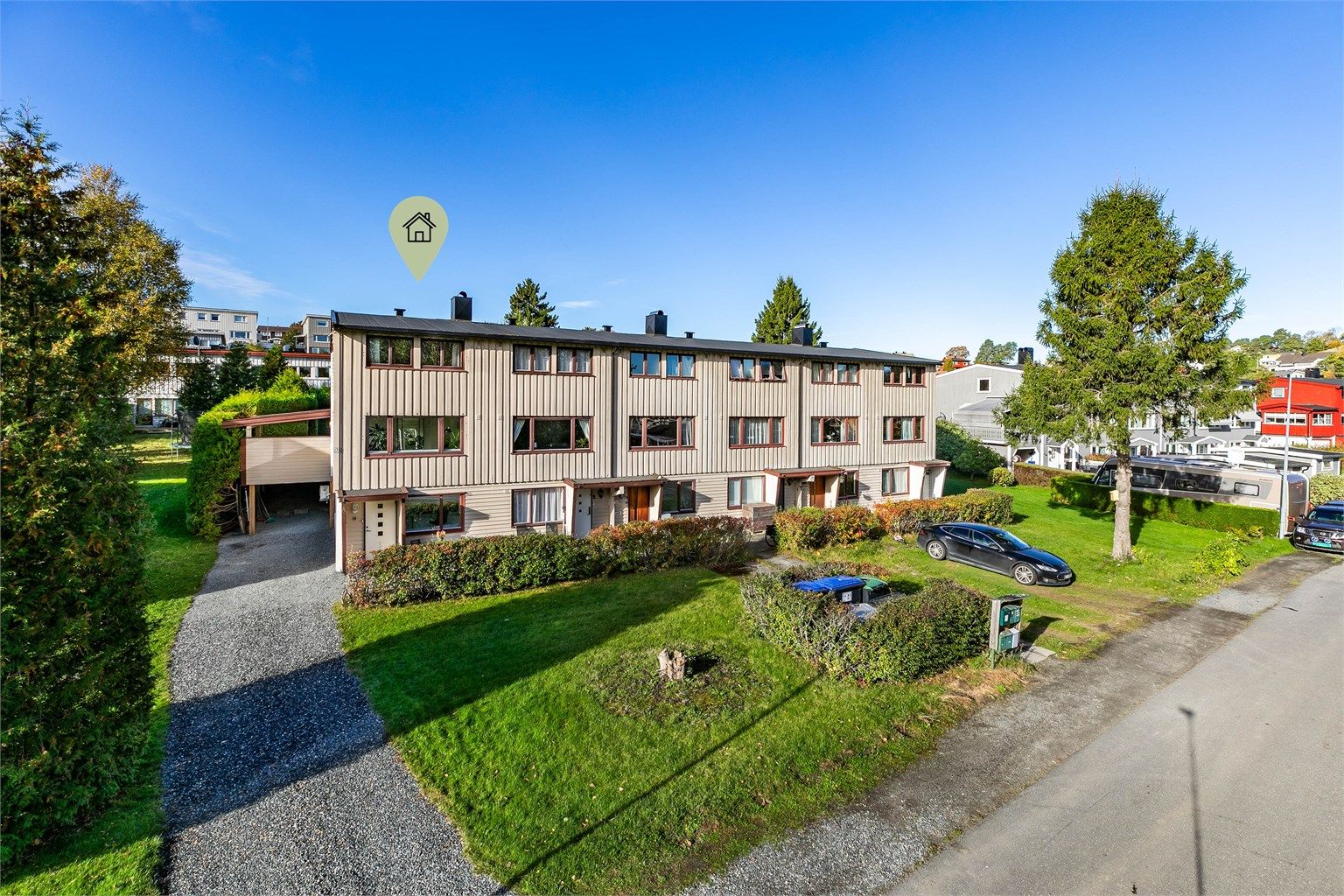Endrekkehuset i Solielunden 17A presenteres av Krogsveen. Fotograf; Børge Oppegård.
