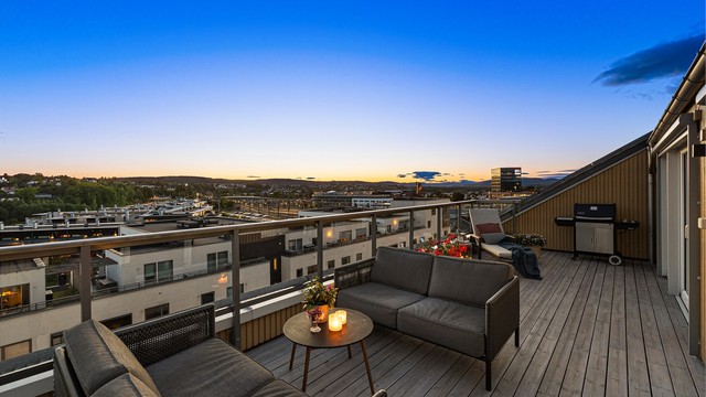 Boligen har en stor, vestvendt terrasse og en sørvendt balkong.
Foto: Jørgen Sørebø