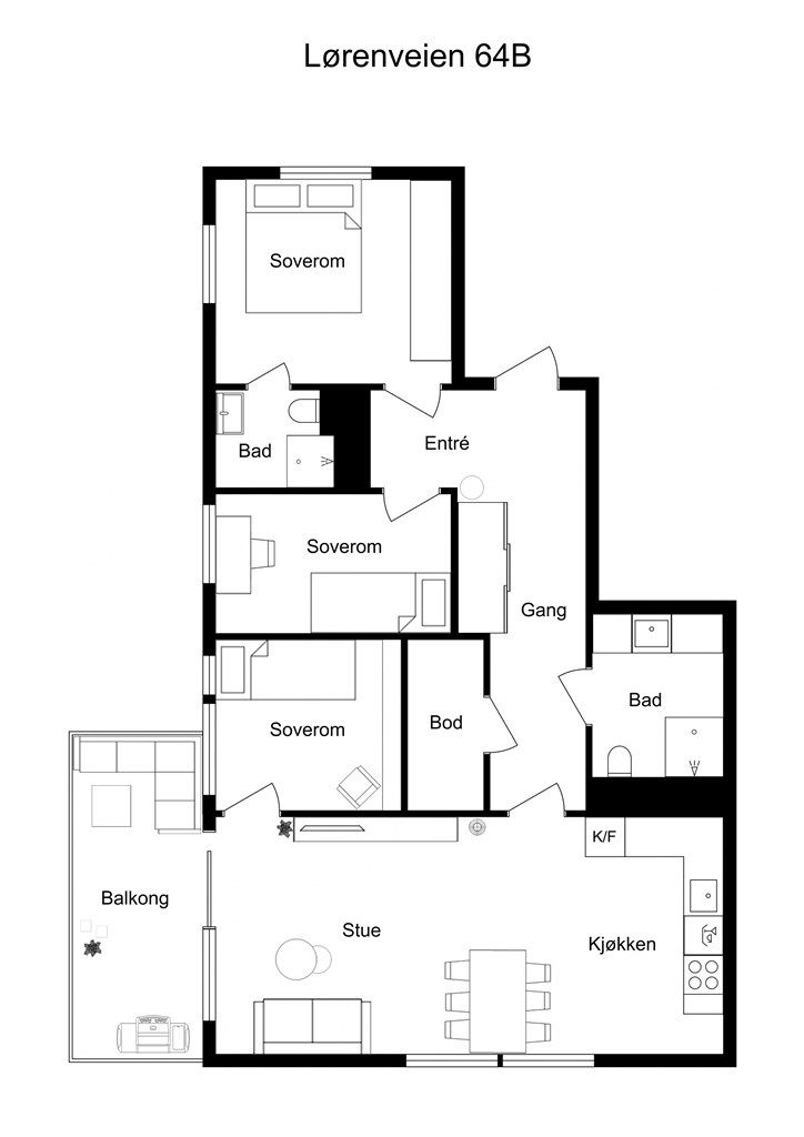 Møblert plantegning