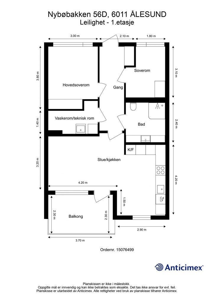 Målsatt plantegning 