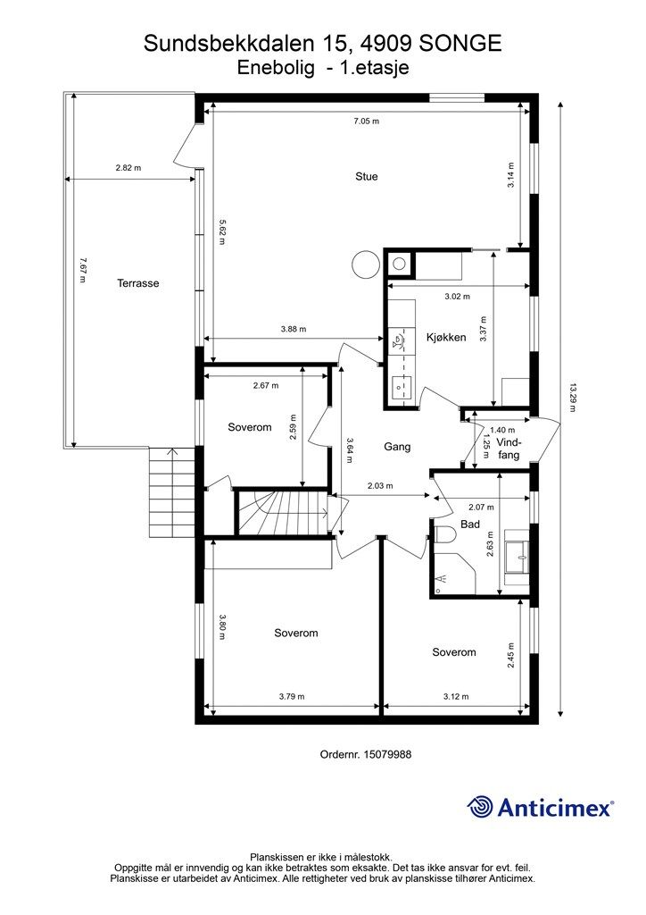 Plantegning hovedetasje.