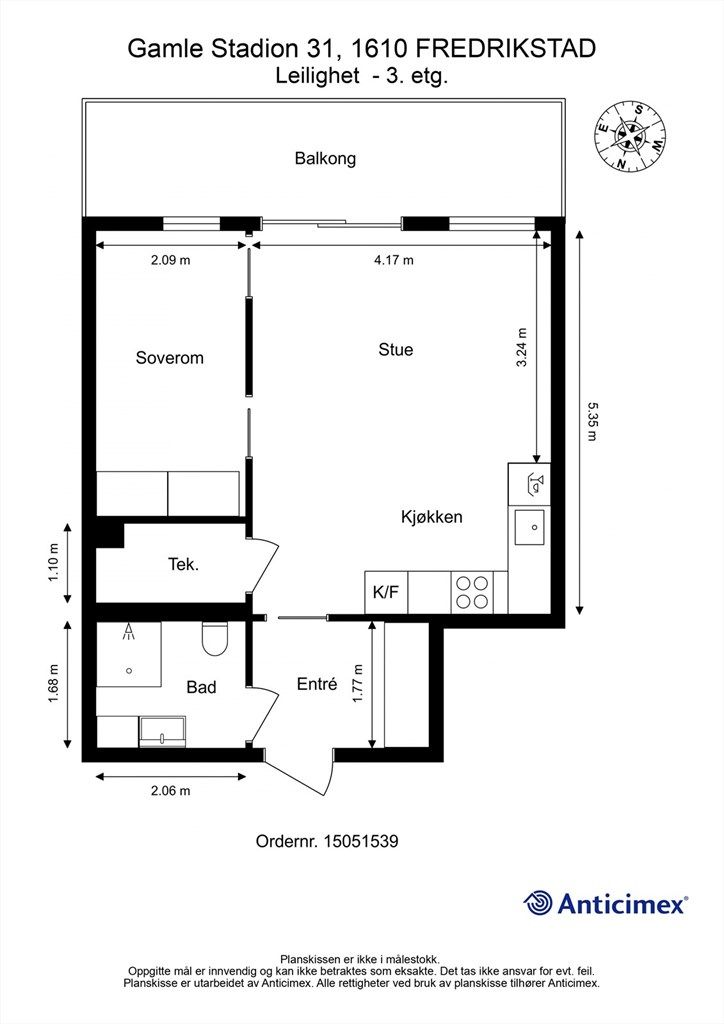 Veiledende planskisse. Leiligheten disponerer også bod i garasjeanlegget.