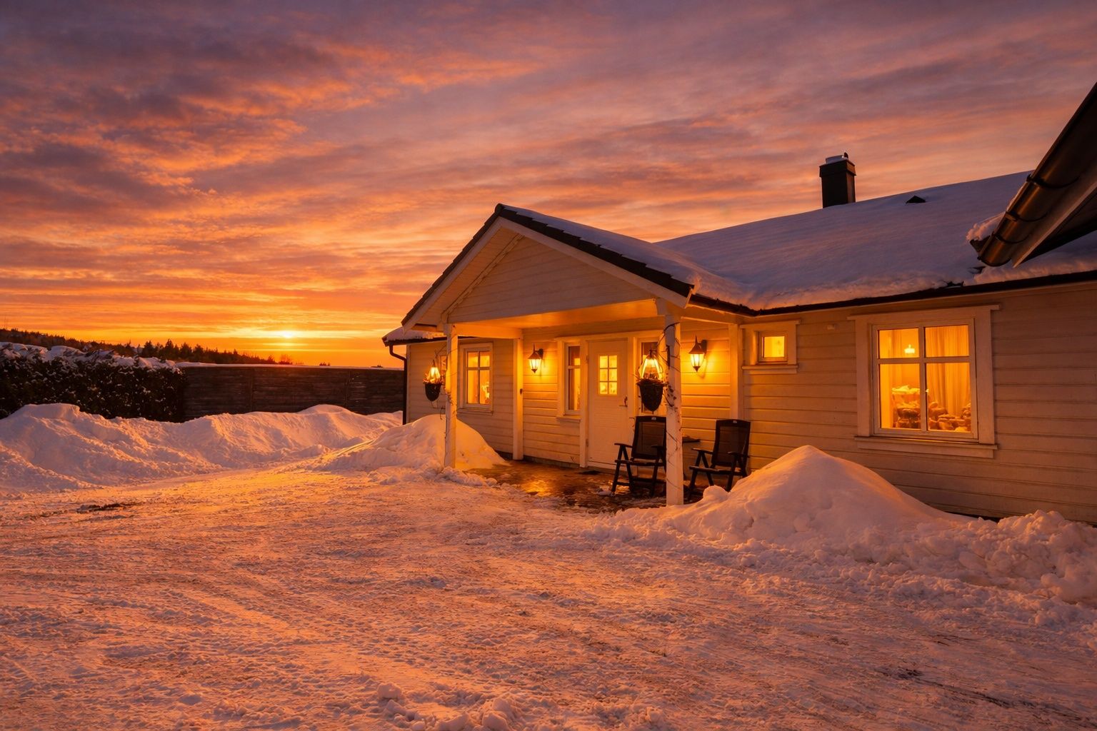 Gårdsplass ved inngangsparti er belagt med belegningsstein. 
Foto: Danny Twang (OBS: Redigert bilde)