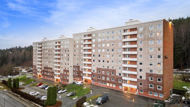 Leiligheten har en fin beliggenhet i høyblokk
Foto: Ole Thorgeir Solheim Thoresen