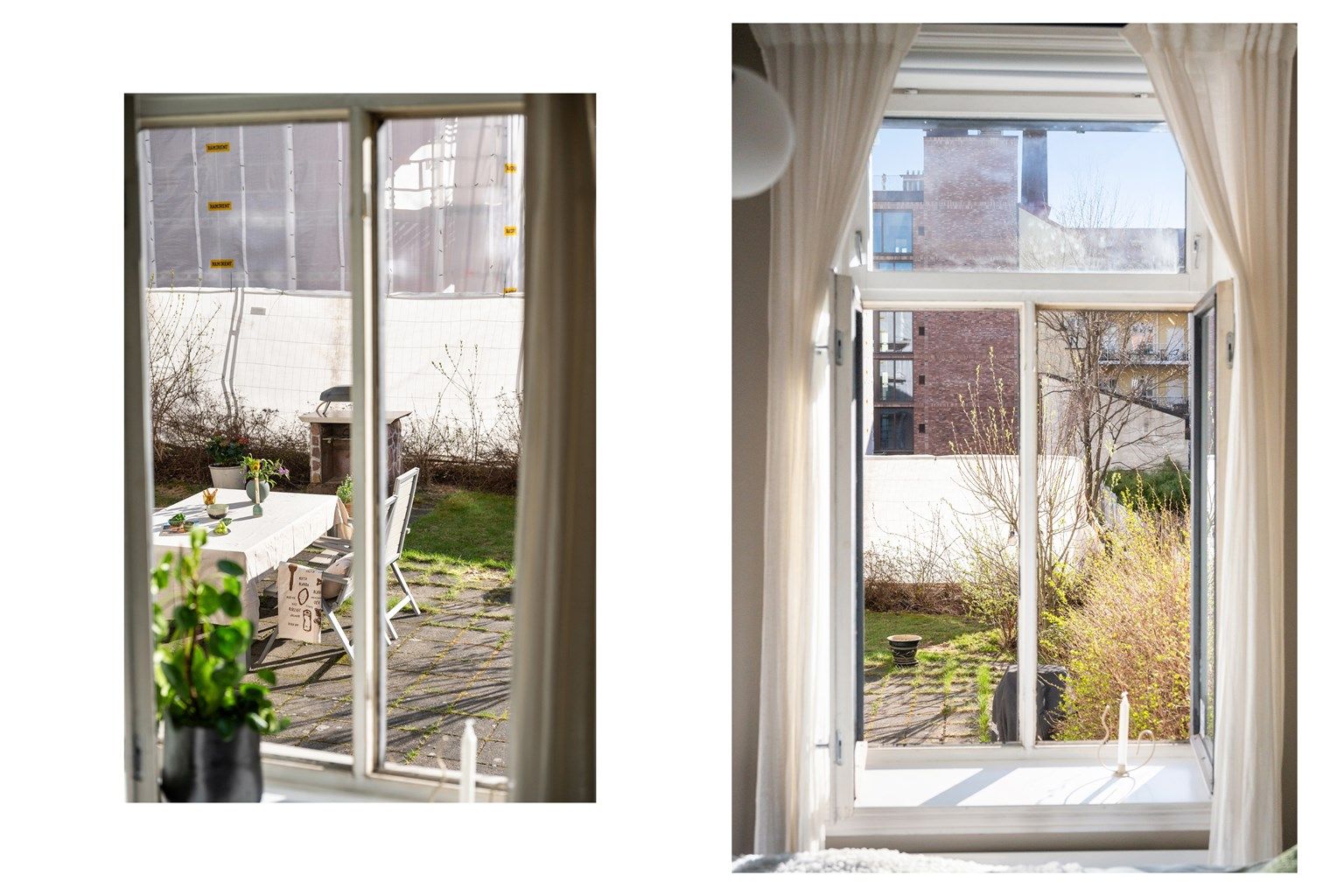 Fra soverommet ser du ut mot den rolige, felles bakgården.