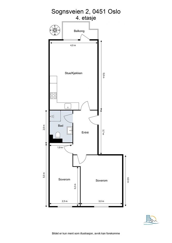 Leiligheten har en smart planløsning som skiller soverommene fra den sosiale sonen. To boder på loft og i kjeller gir rikelig med lagringsplass.