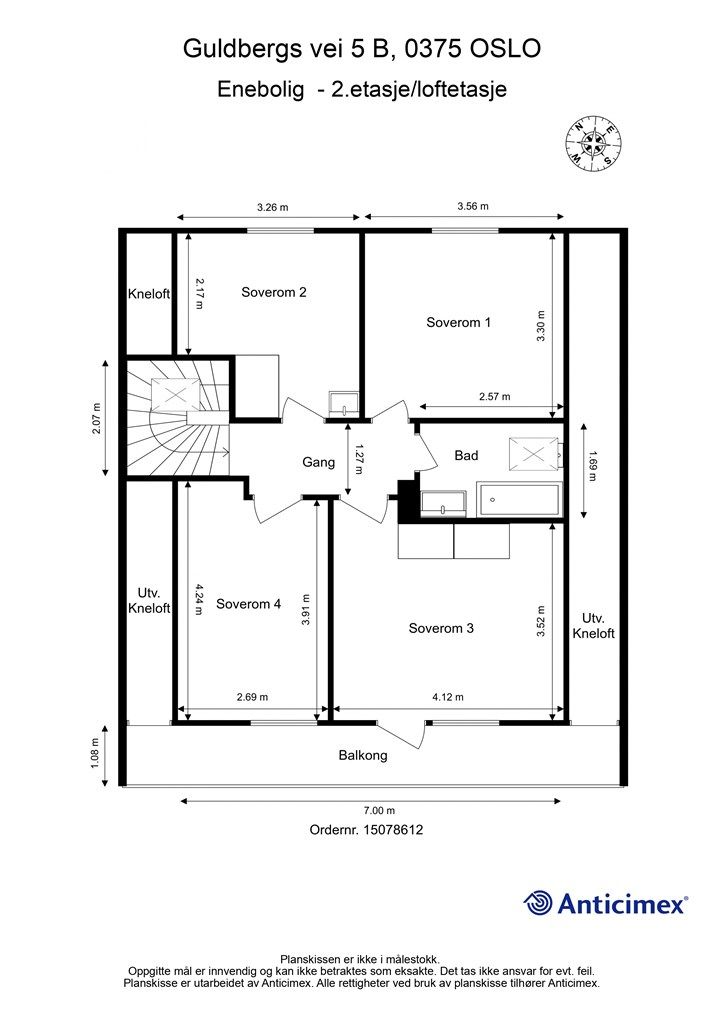 Plantegning- 2.etasje/loftetasje.