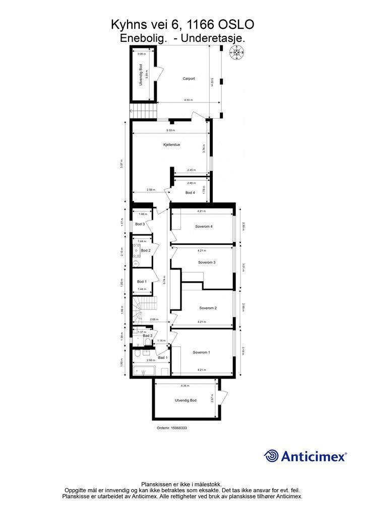 Plantegning underetasje. 