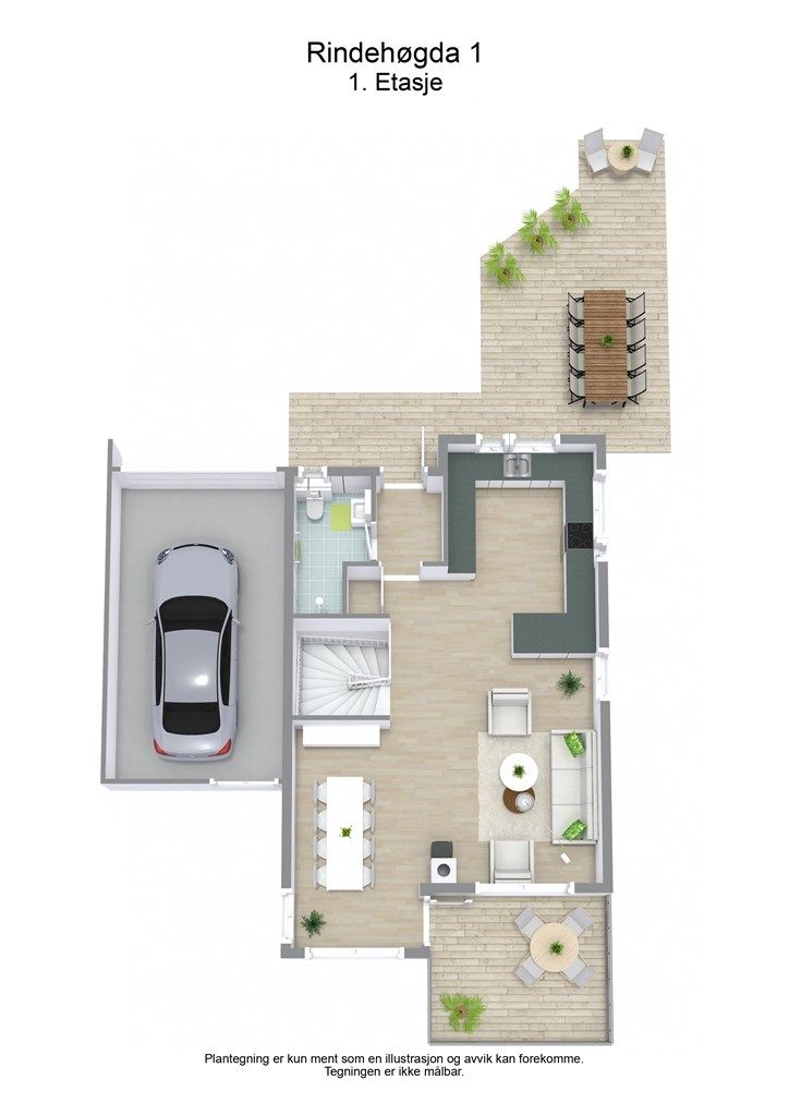 3 D plantegning hovedetasjen