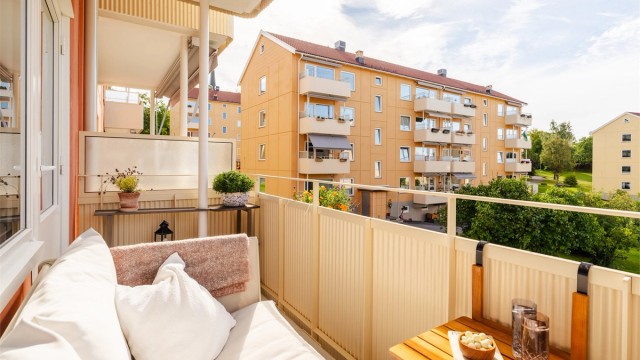 Her er det god plass til utemøblement som både sittegruppe og grill - det er tillatt med el- og/eller gassgrill på balkongene