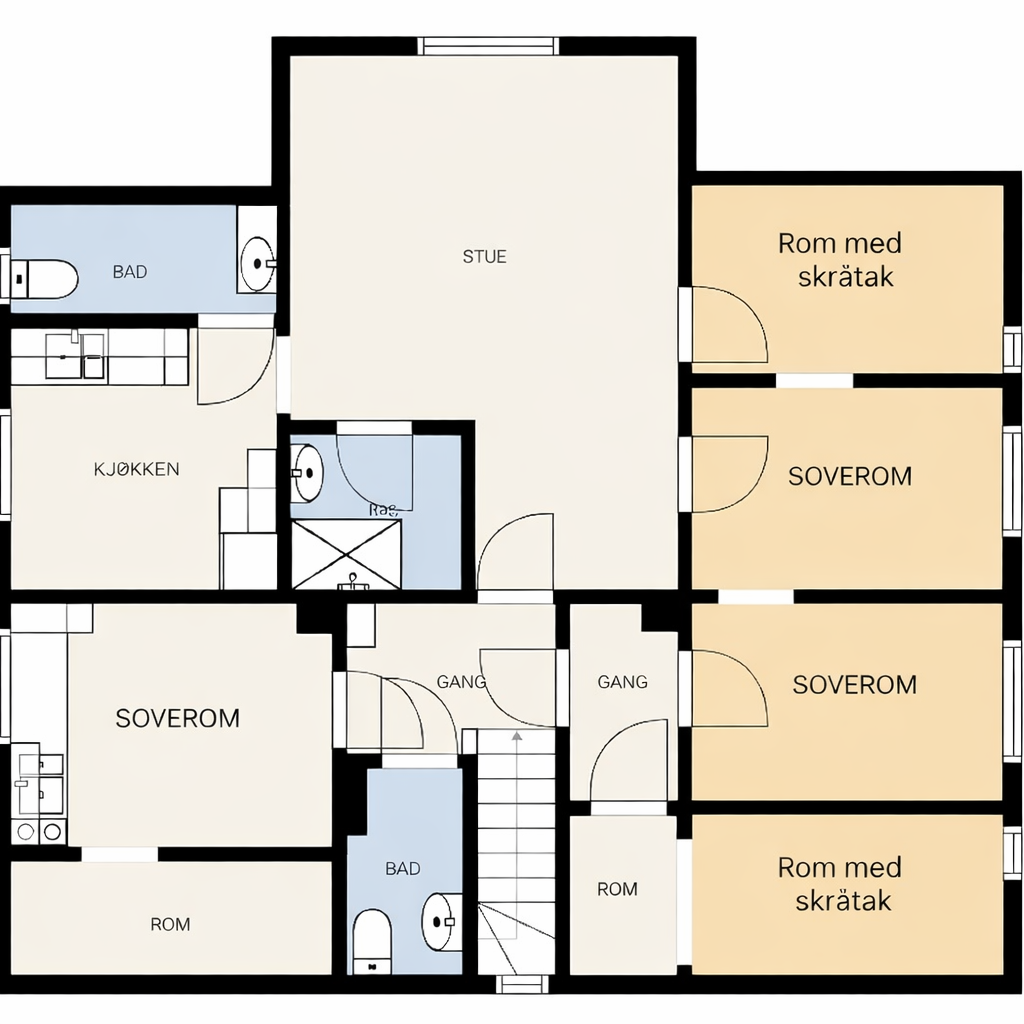 Veiledende planskisse. Ikke målbar og kun for illustrasjon.
