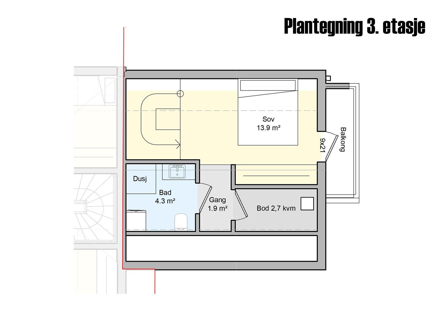 Plantegning 3. etasje. 