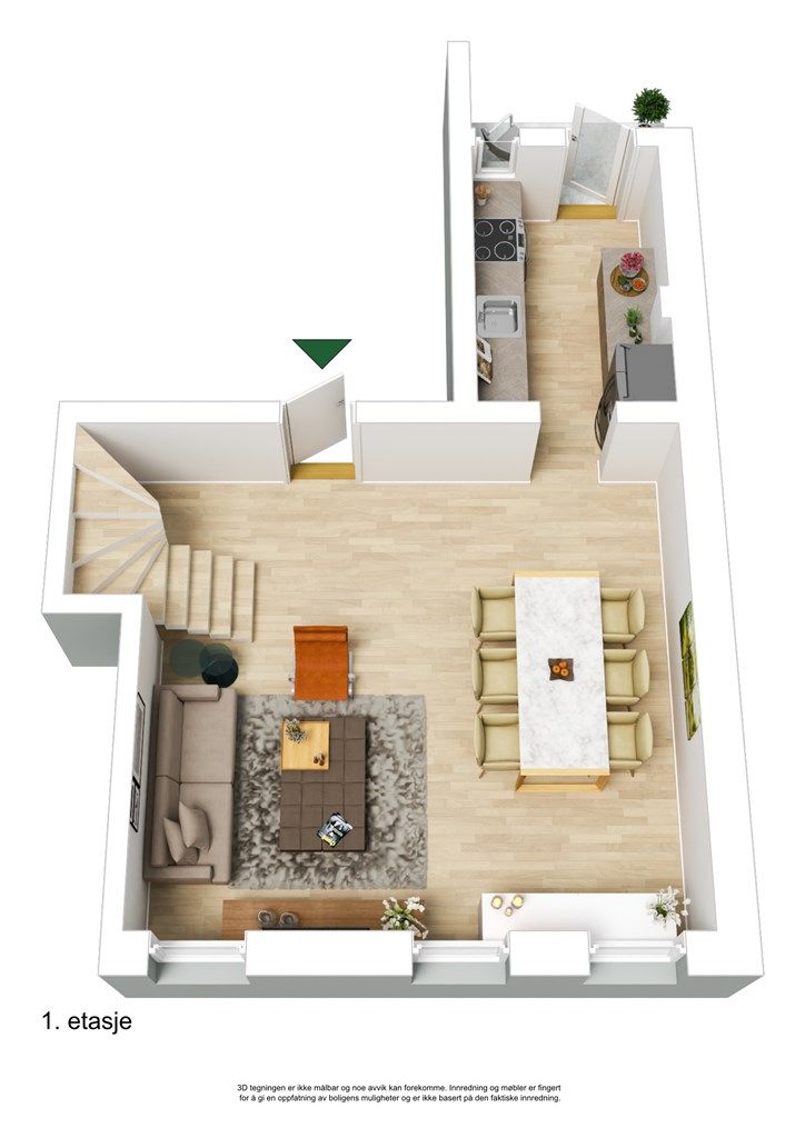 Plantegning 1. etasje - 3D