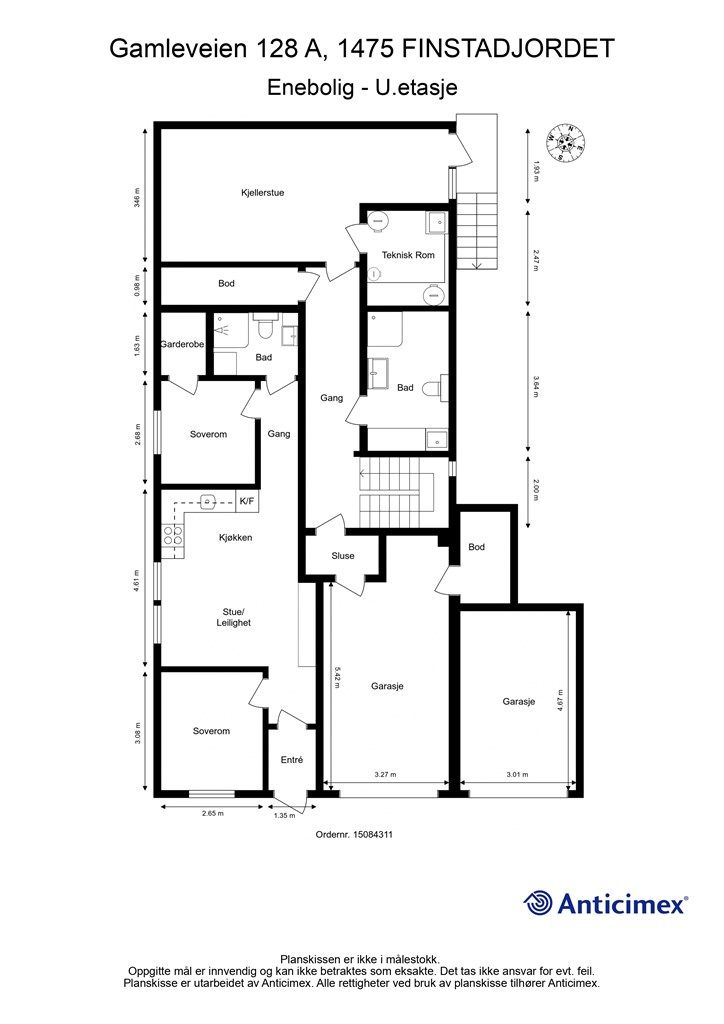 Plantegning U.etasje.
