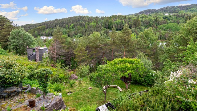 Utsikt nordover mot Emblemsfjellet fra eiendommen.