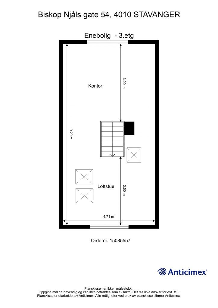 Plantegning 3. etasje.