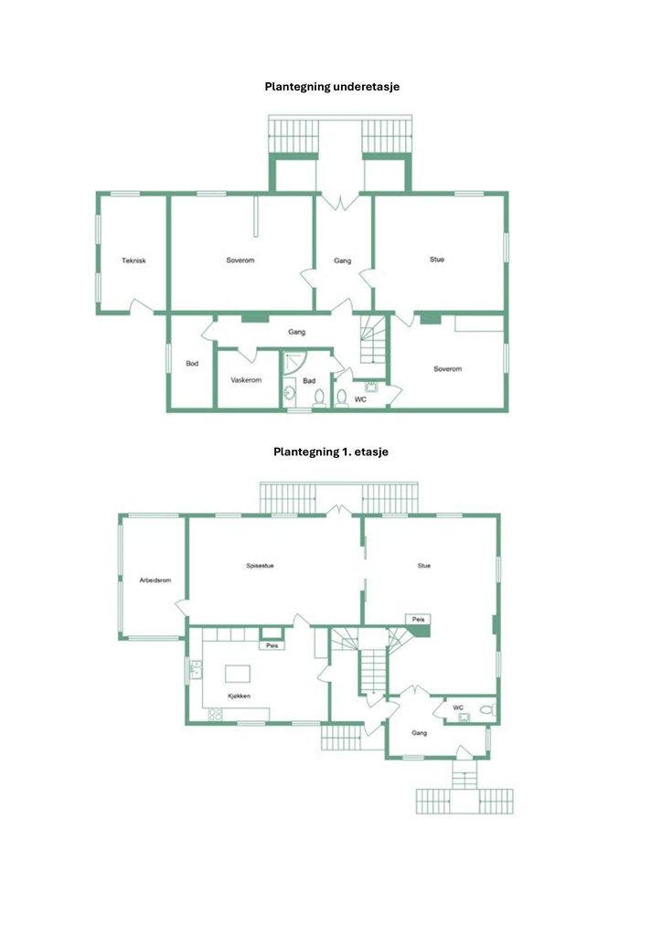 Plantegninger Myrstadvegen underetasje og 1. etasje