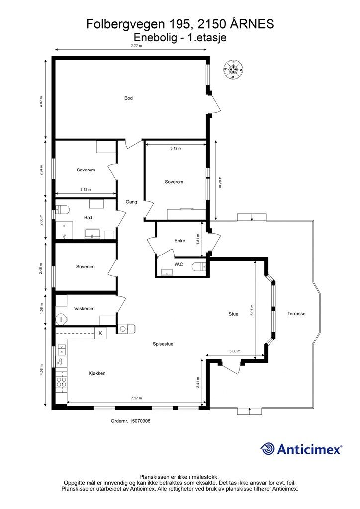 Plantegning - Enebolig 1.etasje