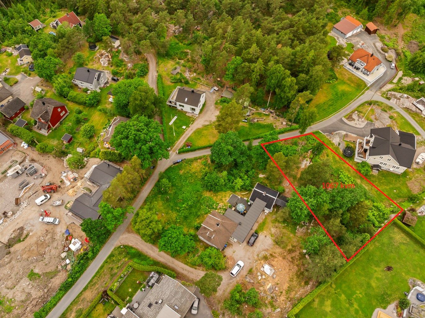 Tomt 1067 kvm med stipulerte grenser