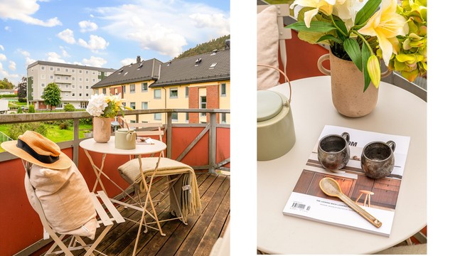 - Balkongen blir en fin plass for avslapning og hyggelige stunder -
