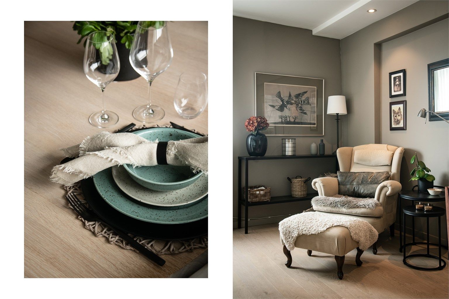 Gjennomtenkte detaljer og materialvalg skaper en lun og innbydende atmosfære.