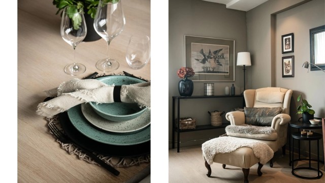 Gjennomtenkte detaljer og materialvalg skaper en lun og innbydende atmosfære.