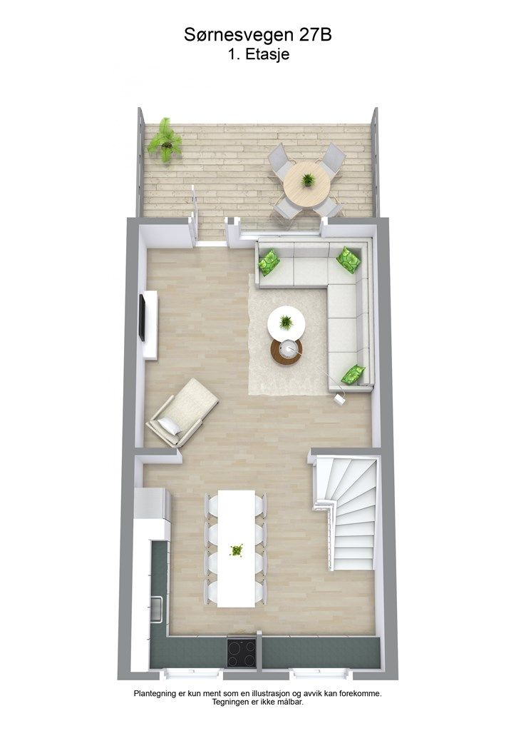 3D plantegning 1. etasje