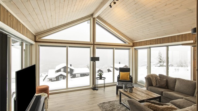 De store vindusflatene gir rommet naturlig lys