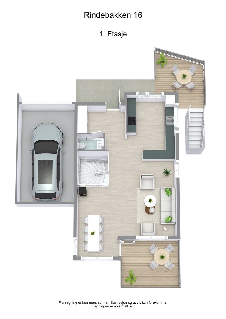 3D plantegning 1. etg.