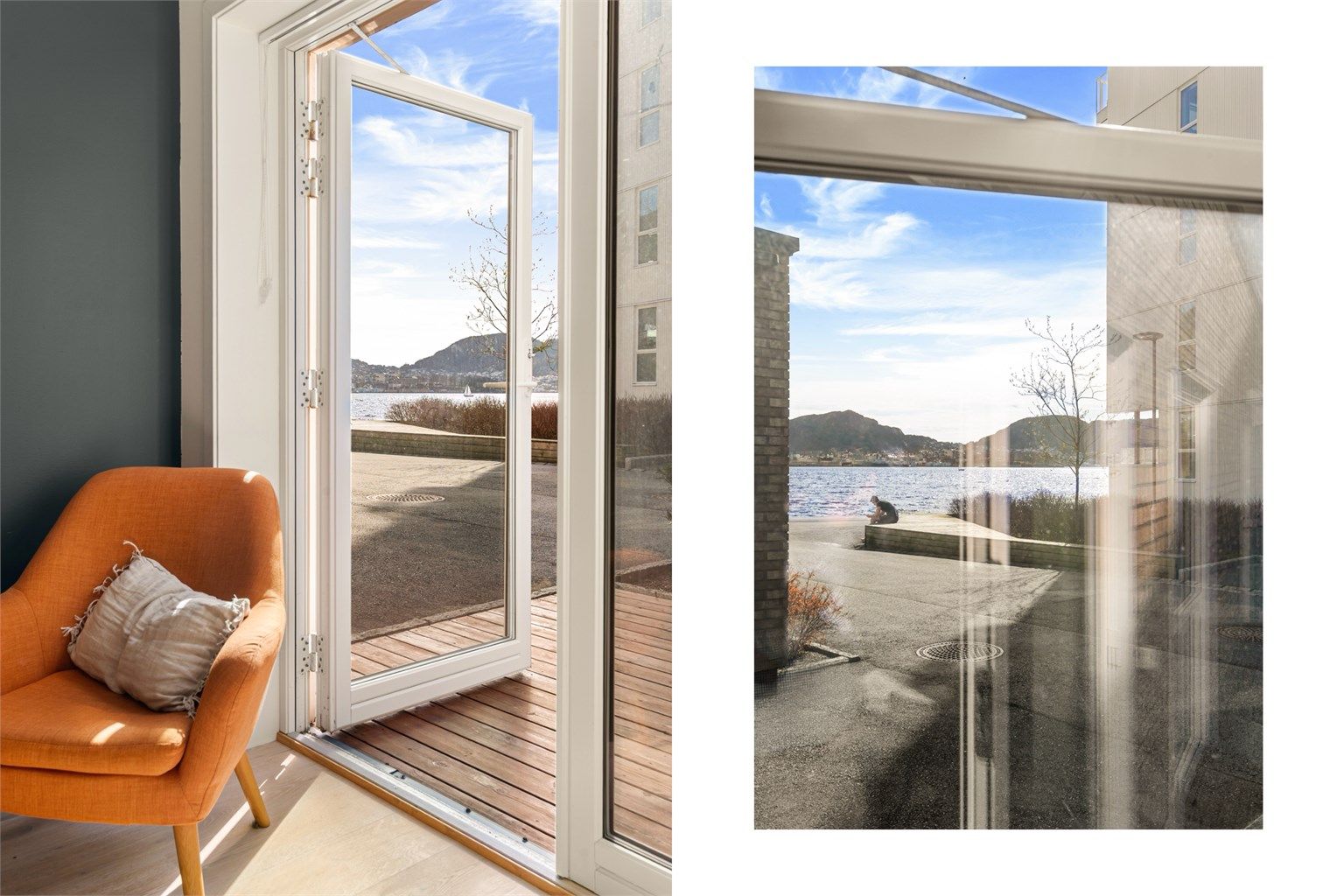 - Flott sjøutsikt fra stuen og markterrassen. Meget kort vei til bademuligheter -