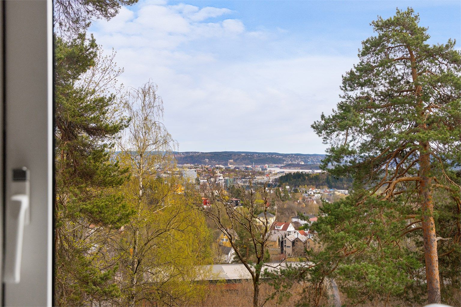 Leiligheten ligger høyt og fritt til, med utsyn over grønne omgivelser. Foto: Trond Walsø / Walso Work