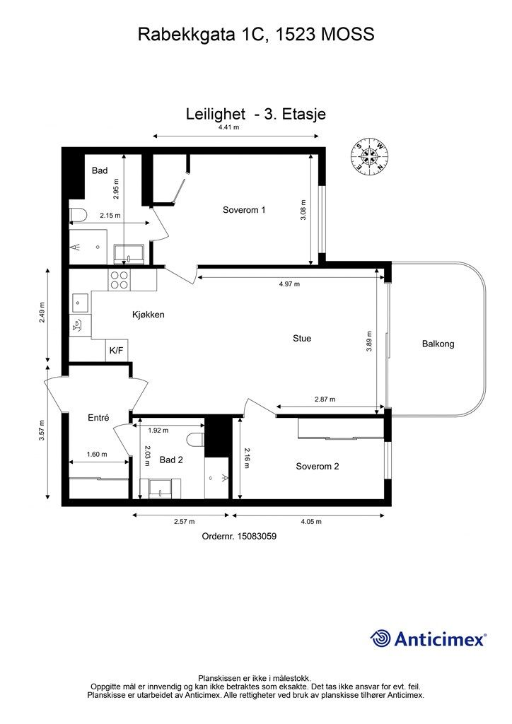 Plantegning H0303 3. Etg