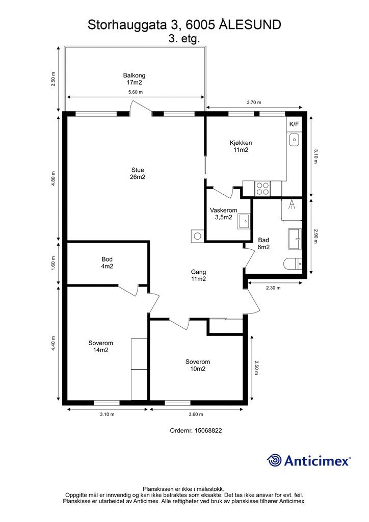 Målsatt plantegning