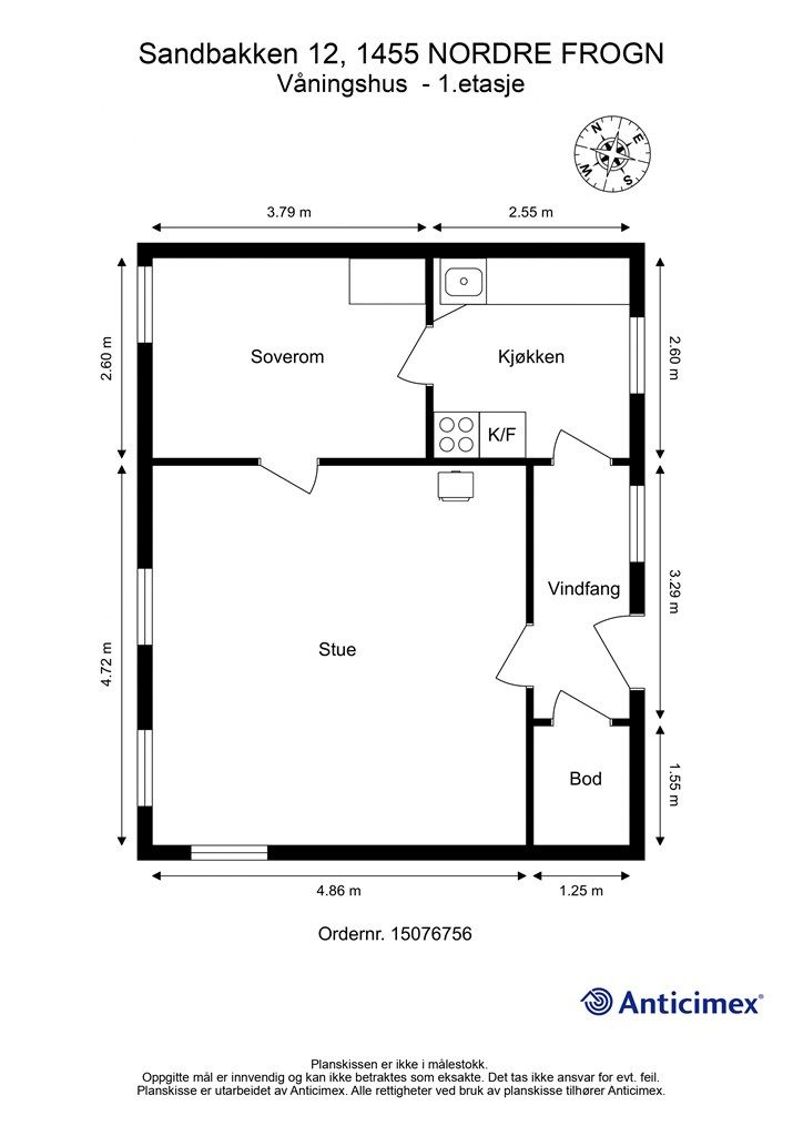 Veiledende planskisse av våningshus.