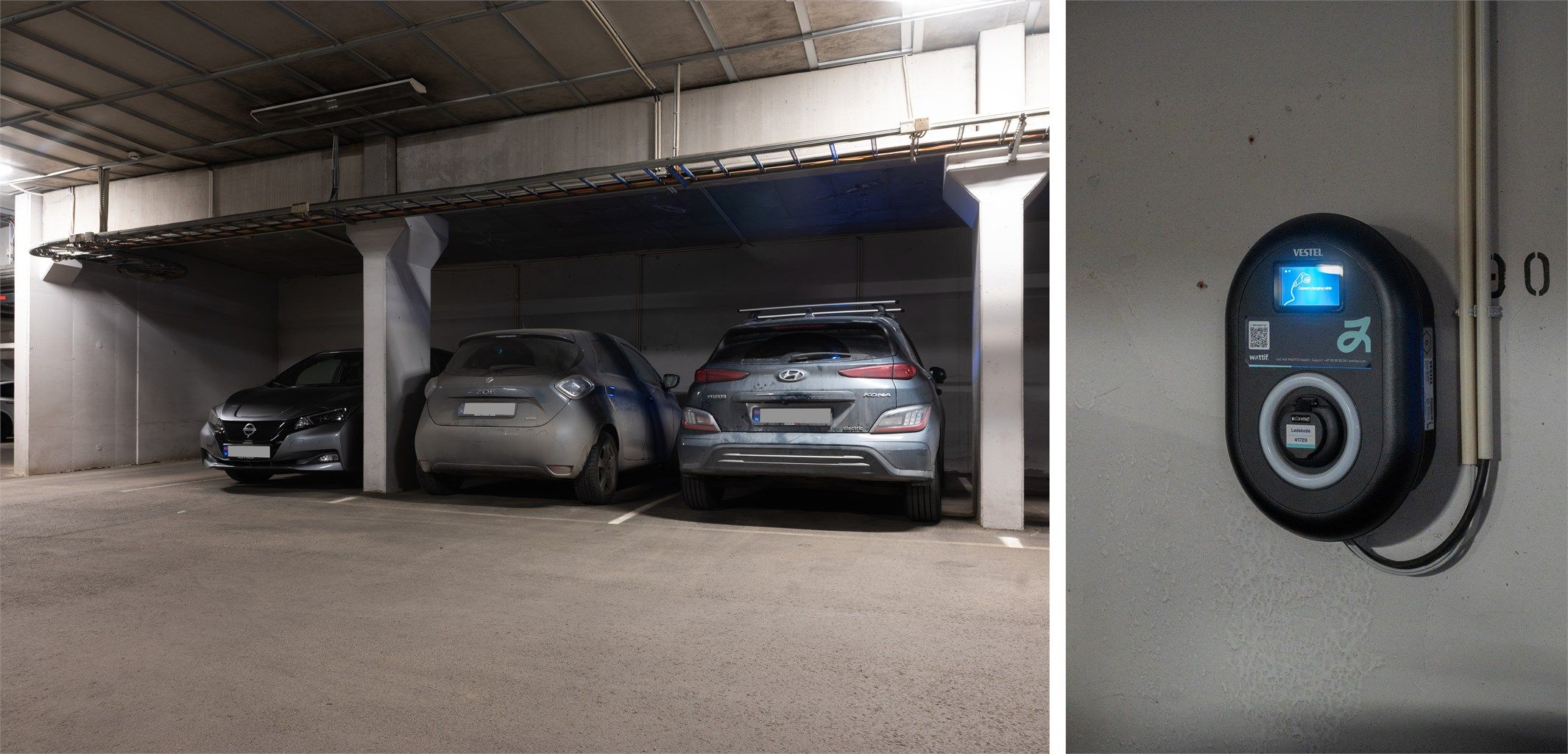 Fast garasjeplass med elbil-lader følger boligen og gir trappefri adkomst til leiligheten via heis.