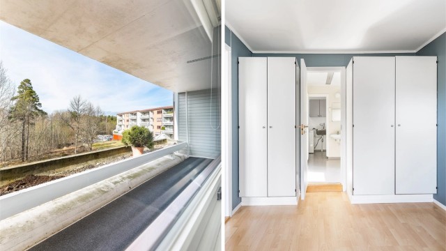 Dør mellom hovedsoverommet og badet er meget praktisk i det daglige.