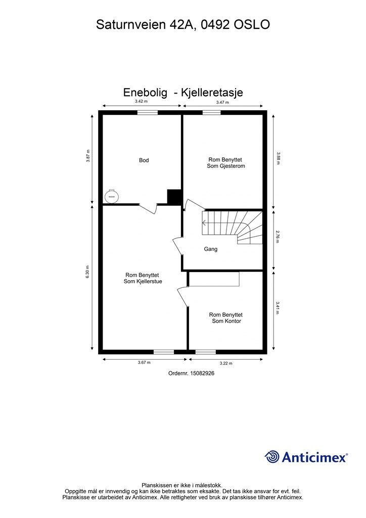 Plantegning kjelleretasje - se punkt ferdigattest