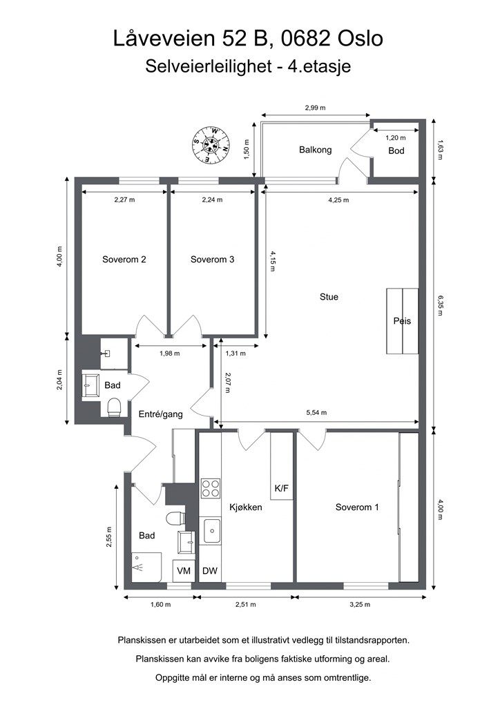 Vi starter med plantegning slik at du får orientert deg i boligen!