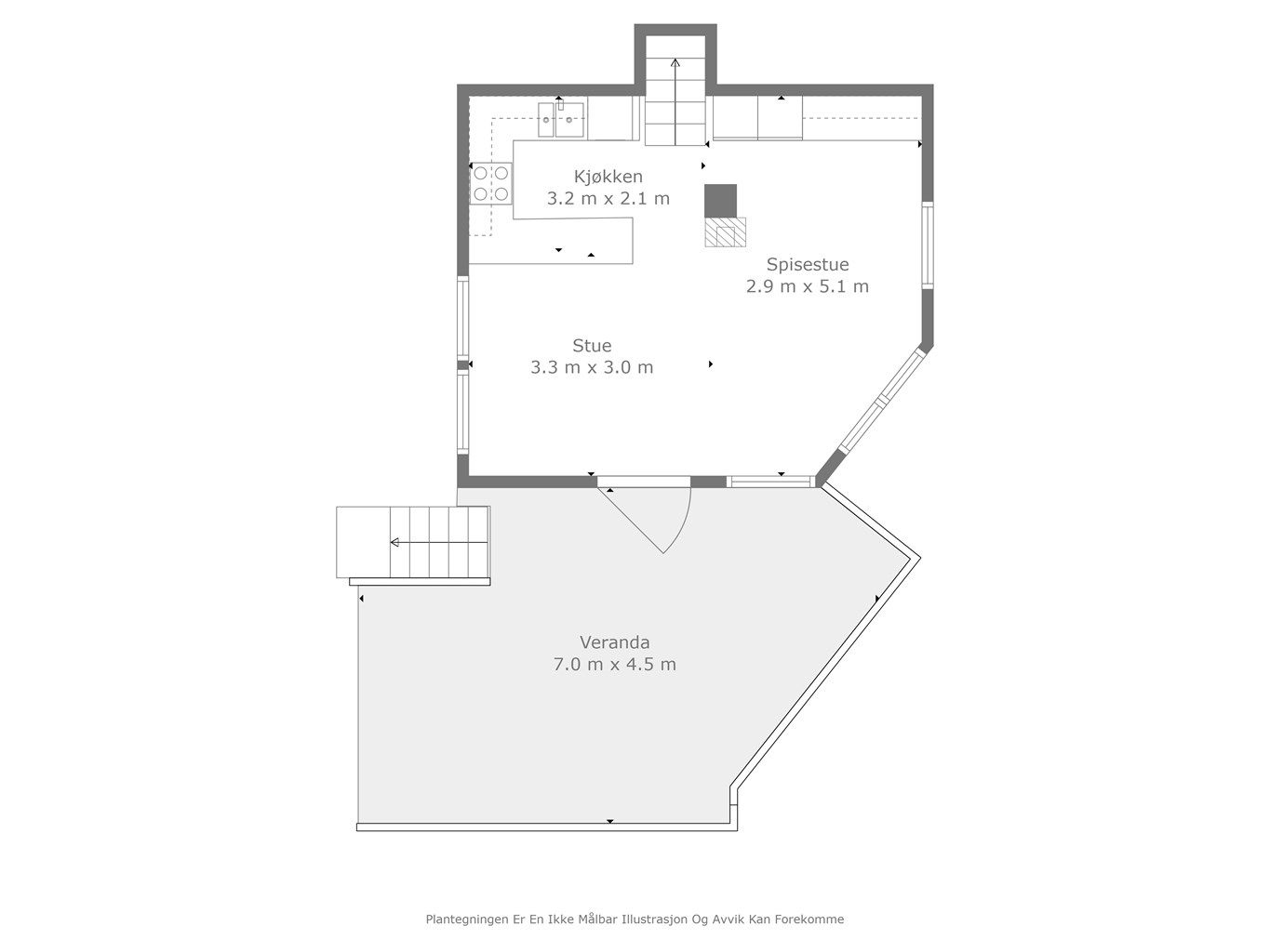 - Plantegning hovedhyttens hovedplan -