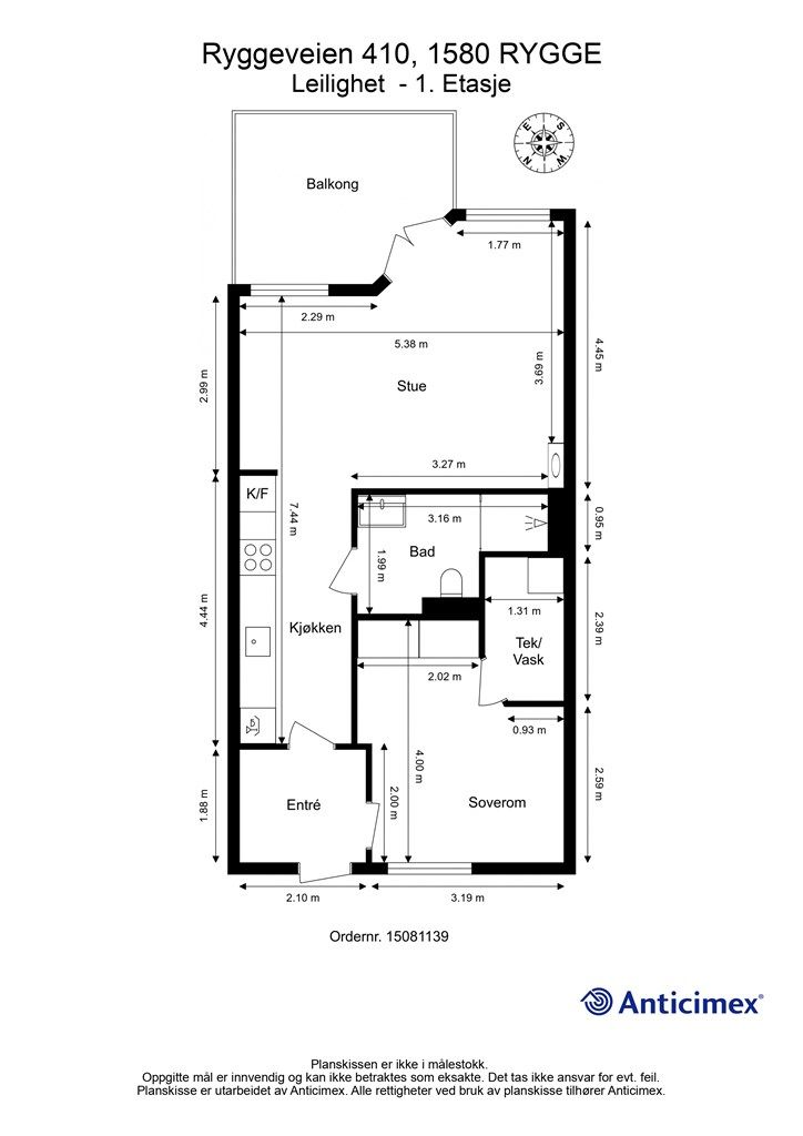 Kjellerbod på ca. 5 kvm. disponeres også av leiligheten.