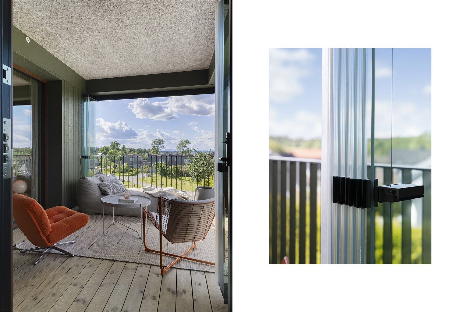 Innglassingen kan enkelt åpnes for å slippe sommeren inn. Her kan du nyte ettermiddag- og kveldssolen.