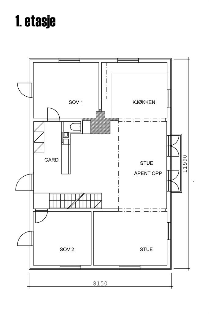 Plantegning 1. etasje.