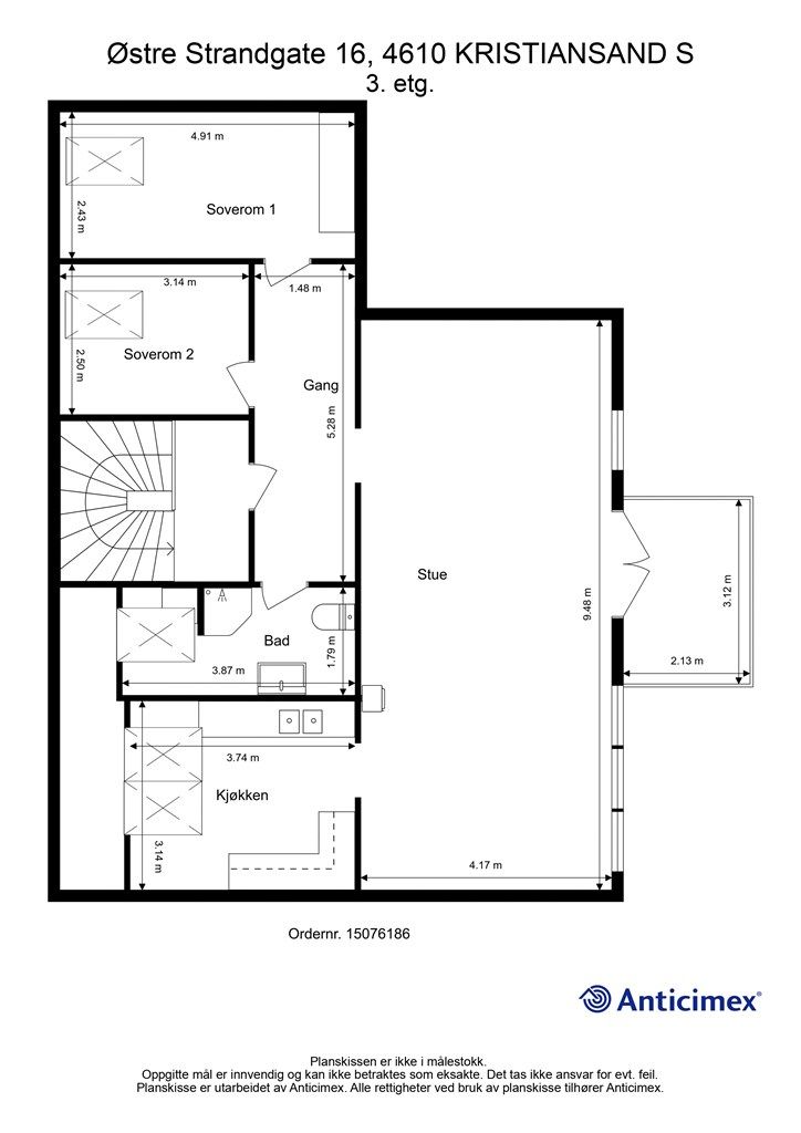 Plantegning med mål