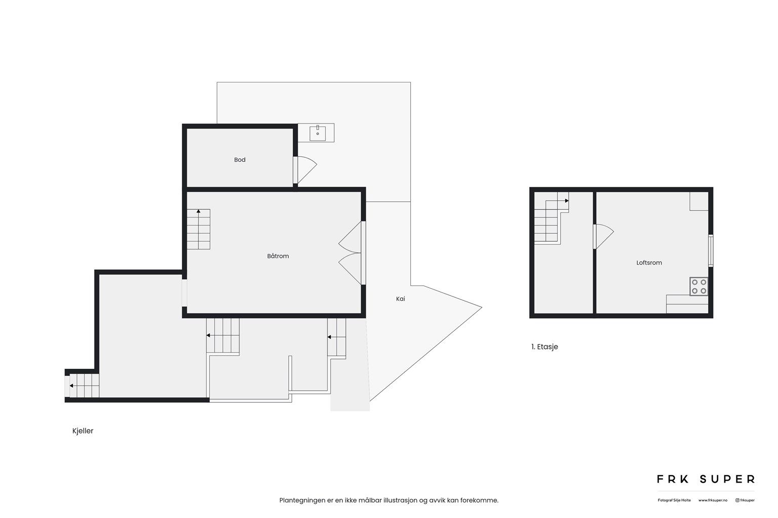 Naustet går over to plan og har et samlet bruksareal på 49 m², i sin helhet definert som eksternt areal (BRA-e).