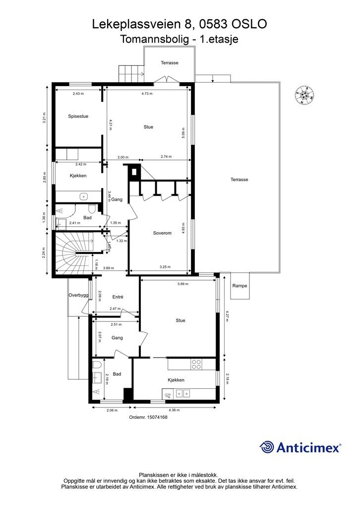 Plantegning tomannsbolig - 1.etasje