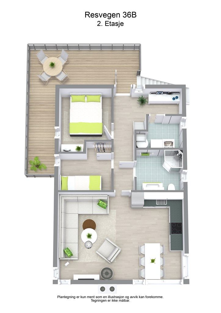 3 D plantegning 2. etasje