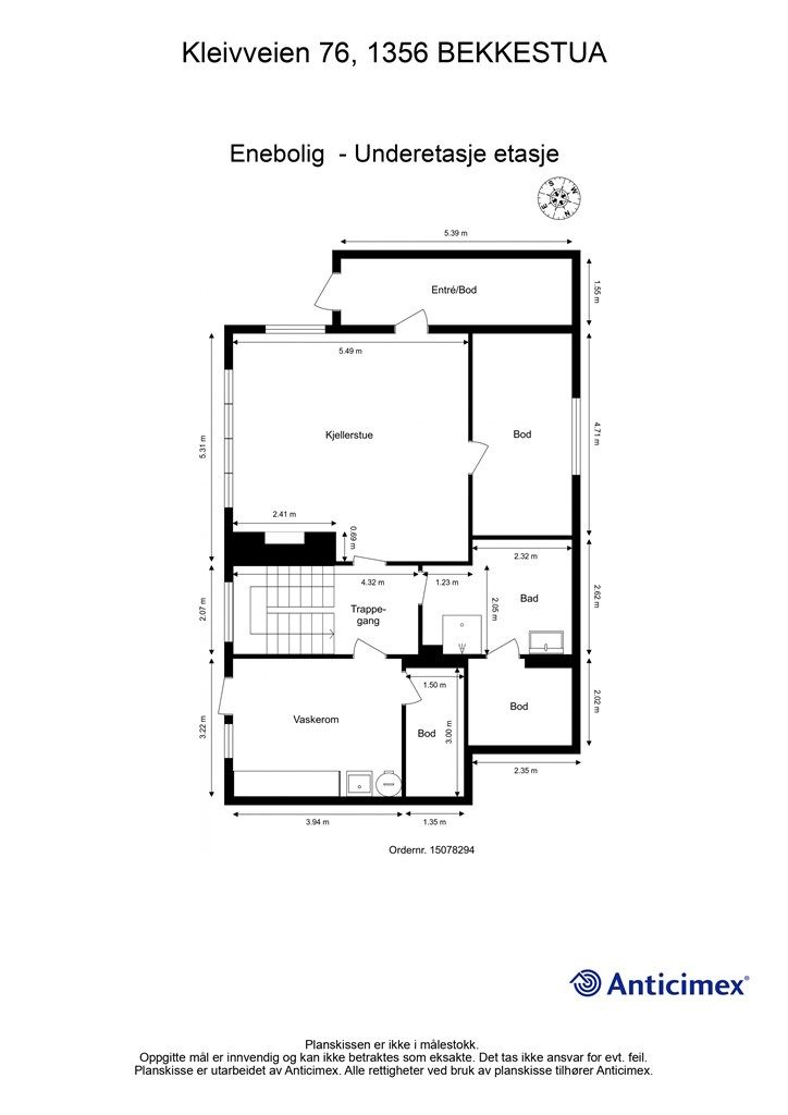 Plantegning- Underetasje